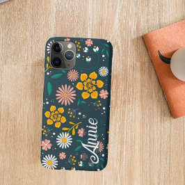 Funda Para iPhone 11 Pro Patrón floral colorido y suave con nombre