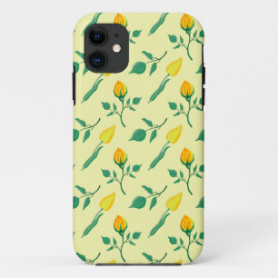 Funda Para iPhone 11 Patrón floral con flores amarillas de rosa y tulip