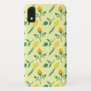 Funda Para iPhone XR Patrón floral con flores amarillas de rosa y tulip