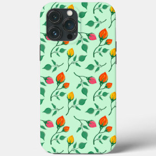 Funda Para iPhone 13 Pro Max Patrón floral con flores subió de color