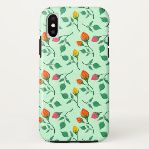 Funda Para iPhone X Patrón floral con flores subió de color
