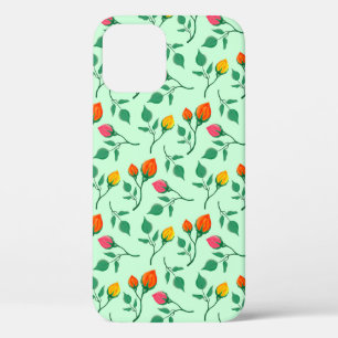 Funda Para iPhone 12 Pro Patrón floral con flores subió de color