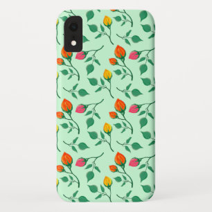 Funda Para iPhone XR Patrón floral con flores subió de color