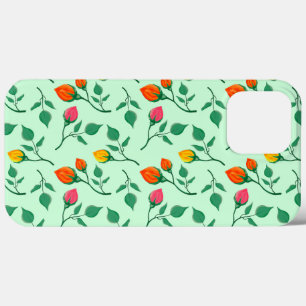Funda Para iPhone 13 Pro Max Patrón floral con flores subió de color
