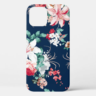 Funda Para iPhone 12 Patrón floral con rosas y flores pequeñas con v