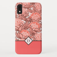 Patrón floral coral elegante con cualquier monogra
