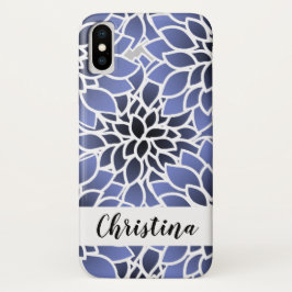 Funda Para iPhone X Patrón floral Dahlia azul personalizado
