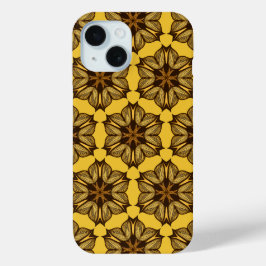 Funda Para iPhone 15 Patrón floral de abstracto amarillo