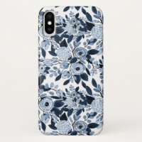 Patrón floral de acuarela azul Pastel de Marina