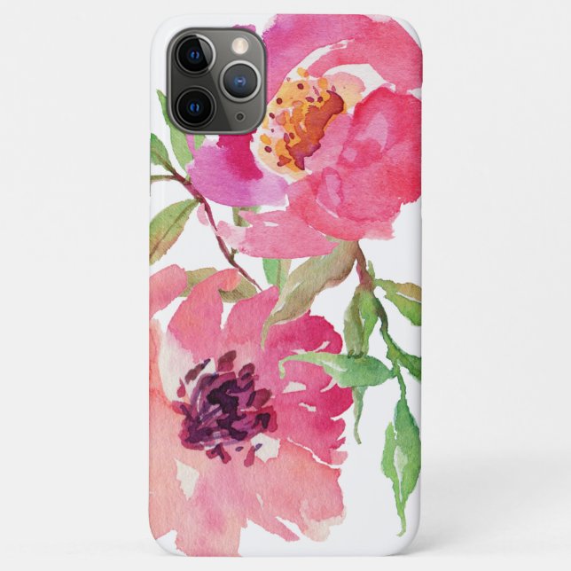 Funda De Case-Mate Para iPhone Patrón floral de acuarela rosa brillante brillante (Reverso)