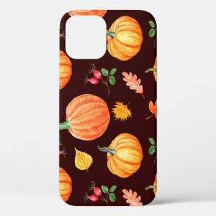Funda Para iPhone 12 Patrón floral de calabaza otoñal de color de agua