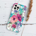 Funda Para iPhone 12 Pro Patrón floral de color acuático colorido<br><div class="desc">Elegante y femenino,  este popular diseño floral presenta flores acuáticas en rosa,  morado y azul. ¡Estarás orgulloso de presumir de tu teléfono con este funda vibrante!</div>
