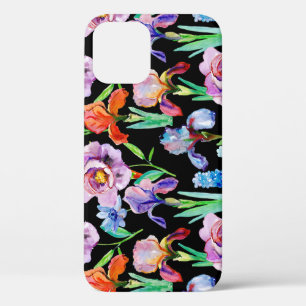 Funda Para iPhone 12 Patrón floral de color acuático de Peony