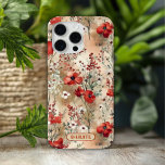 Funda Para iPhone 15 Pro Max Patrón floral de color de agua elegante personaliz<br><div class="desc">El elegante estuche para iPhone de acuarela Floral Patrón Floral de color de agua tiene un elegante patrón floral de color rojo, verde, blanco y beige con su nombre abajo en la tipografía de escritura moderna. Perfecto como regalo para el Día de la Madre, cumpleaños, Navidades y más. Diseñado por...</div>