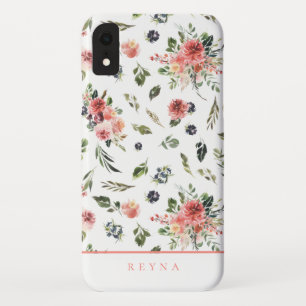 Funda Para iPhone XR Patrón floral de coral de la marina acuarela