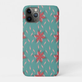 Funda Para iPhone 11 Pro Patrón floral de coral tropical sobre azul verde 