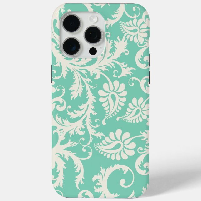 Funda De Case-Mate Para iPhone Patrón floral de Damasco blanco desmontado (Reverso )