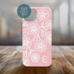 Funda Para iPhone 14 De Case-Mate Patrón floral de dibujo de línea blanca y rosa de<br><div class="desc">Ilustracion moderno con flores y hojas grandes. Dibujé estos patrones a mano, así que tiene un estilo caprichoso. Los elementos son más fáciles de personalizar cuando se reemplaza todo el texto primero. Si su arte todavía necesita ser ajustado, haga clic en el botón Personalizar Este botón. Esto te llevará a...</div>