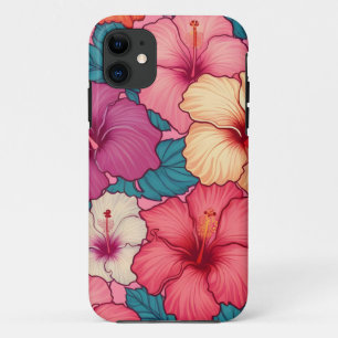 Funda Para iPhone 11 Patrón floral de hibiscos tropicales