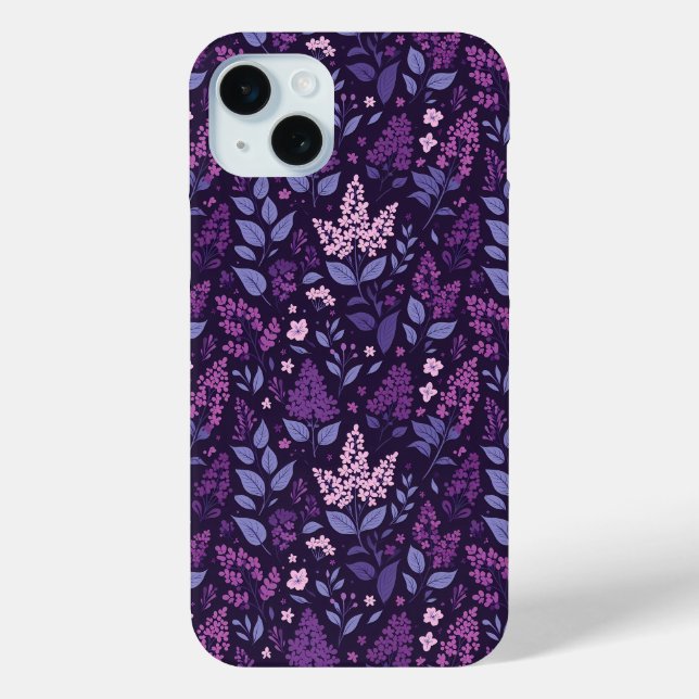 Funda De Case-Mate Para iPhone Patrón floral de Lilac vibrante (Reverso )