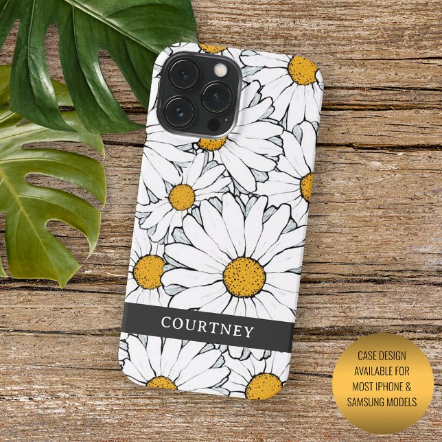 Funda De Case-Mate Para iPhone Patrón floral de margarita de campo moderno (Subido por el creador)