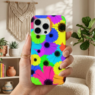 Funda Para iPhone 15 Pro Max Patrón Floral de Margarita Psicodélica Colorida