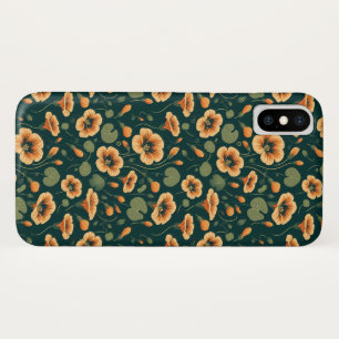 Funda Para iPhone X Patrón floral de nasturcio vibrante