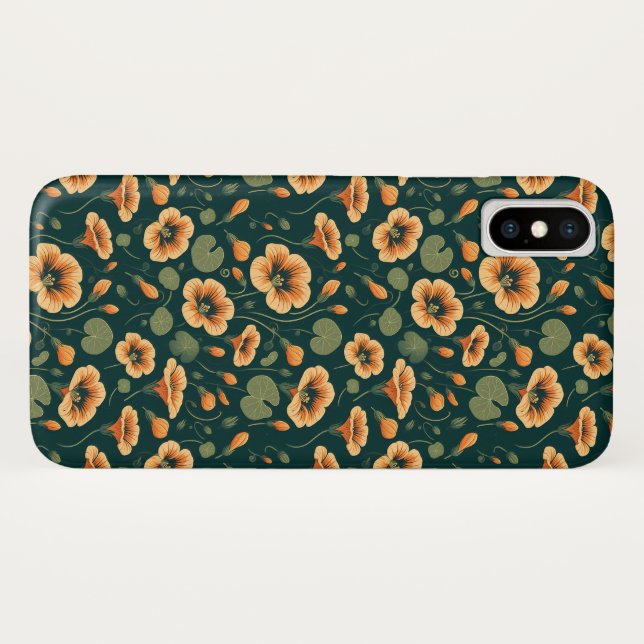 Funda De Case-Mate Para iPhone Patrón floral de nasturcio vibrante (Reverso (horizontal))