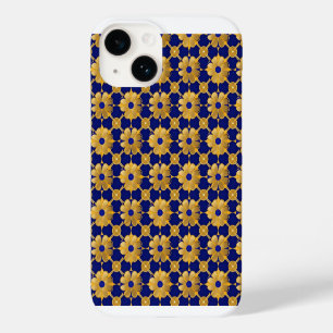 Funda Para iPhone 14 De Case-Mate Patrón floral de oro lujoso, azul real elegante