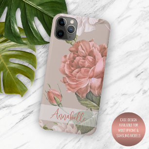 Funda Para iPhone 11 Pro Max Patrón floral de rosas rosas rosas rosas rosadas d