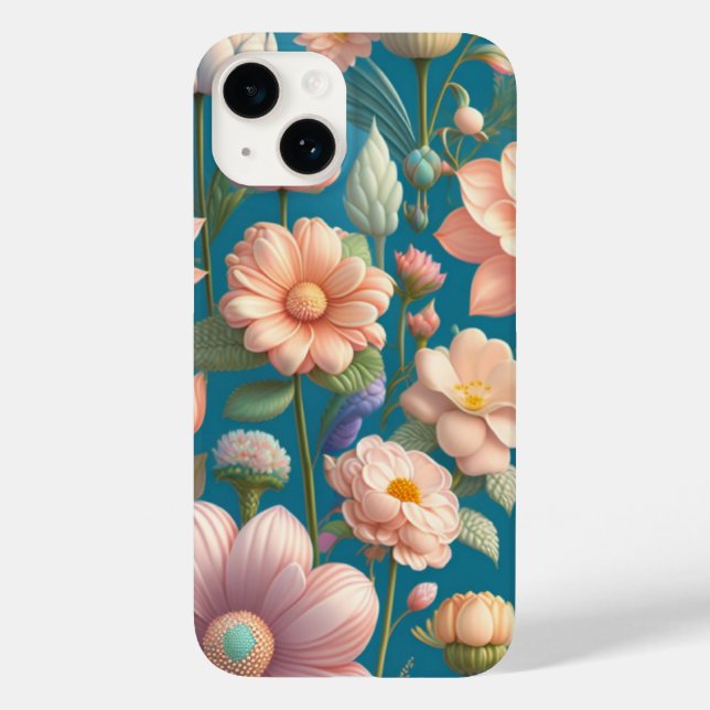 Funda De Case-Mate Para iPhone Patrón floral de Rosas salvajes románticos (Reverso )