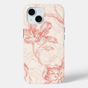 Funda Para iPhone 15 Patrón floral de tulipán vintage