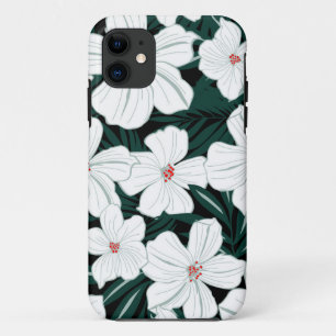 Funda Para iPhone 11 Patrón floral de verano acuarela verde y blanco