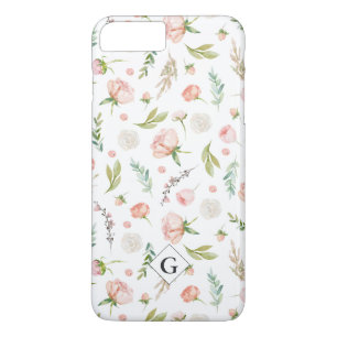 Funda Para iPhone 8 Plus/7 Plus Patrón floral de verano rosado   Monograma