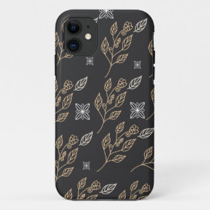 Funda Para iPhone 11 Patrón floral dorado