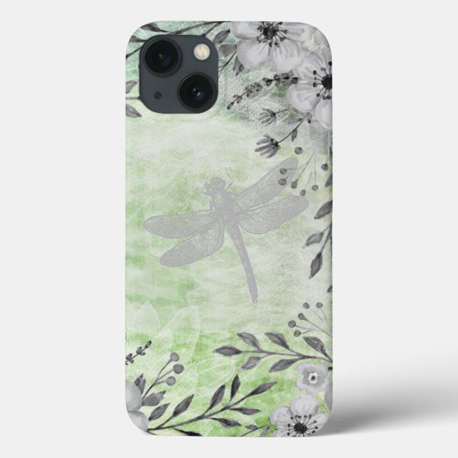 Funda De Case-Mate Para iPhone Patrón floral elegante de la libélula (Reverso)