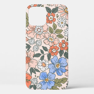 Funda Para iPhone 12 Patrón floral elegante en flores dibujadas a mano
