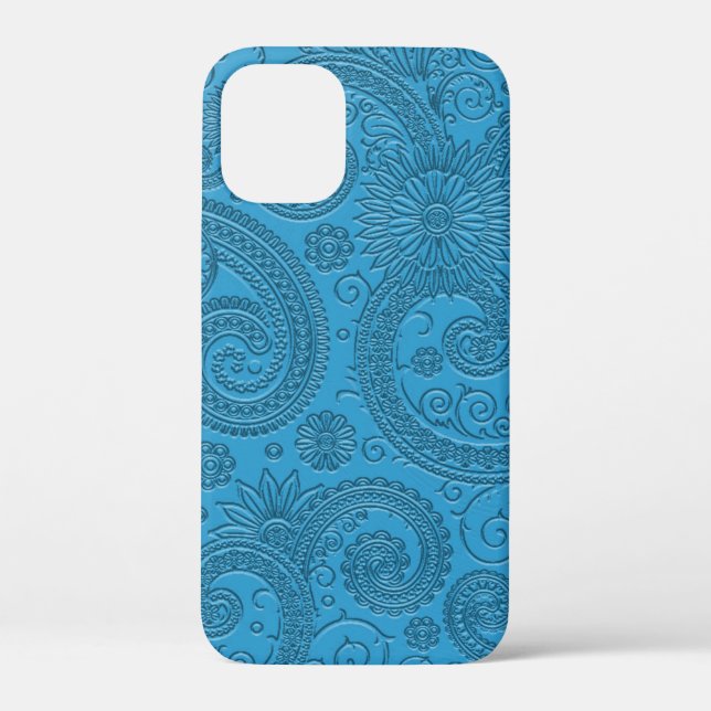 Funda De Case-Mate Para iPhone Patrón floral estiloso y moderno Blue Paisley (Reverso )