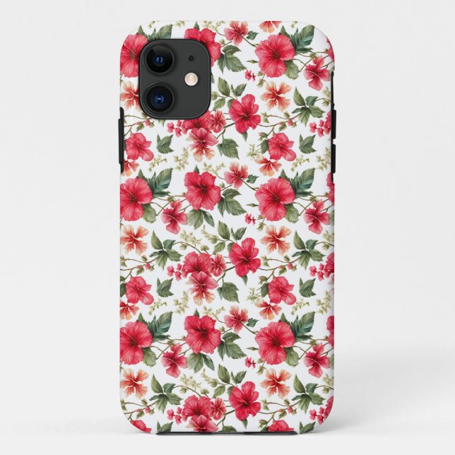 Funda De Case-Mate Para iPhone Patrón floral Flores de Hibiscus (Reverso)