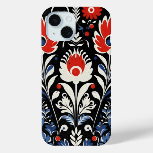 Funda Para iPhone 15 Patrón Floral Folclórico