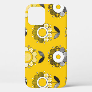 Funda Para iPhone 12 Patrón floral folicular amarillo simple