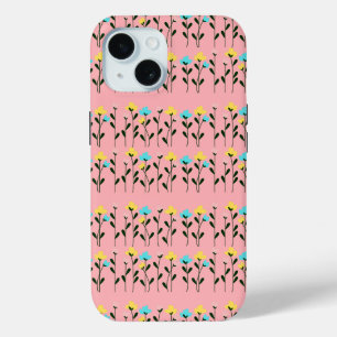 Funda Para iPhone 15 Patrón floral gris de moda monográfica