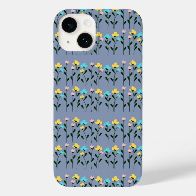 Funda De Case-Mate Para iPhone Patrón floral gris de moda monográfica (Reverso )