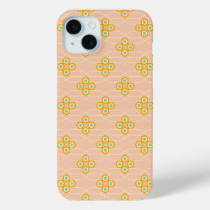 Funda Para iPhone 15 Mini Patrón floral hexagonal de fondo de melocotón