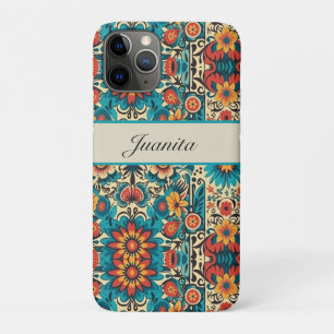 Funda Para iPhone 11 Pro Patrón floral mexicano, personalizable