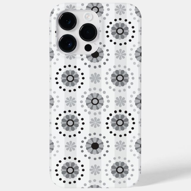Funda De Case-Mate Para iPhone Patrón floral monocromo moderno y elegante (Reverso)