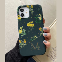 Patrón floral monograma personalizado navy vintage