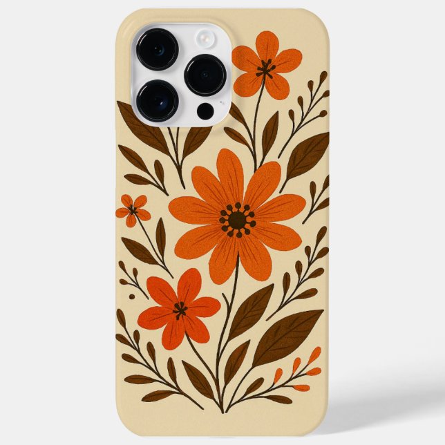 Funda De Case-Mate Para iPhone Patrón Floral Naranja Retro (Reverso)