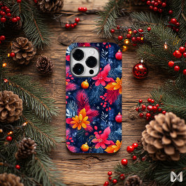 Funda Para iPhone 14 Pro De Case-Mate Patrón Floral Navideño Artístico con Cita de Nombr
