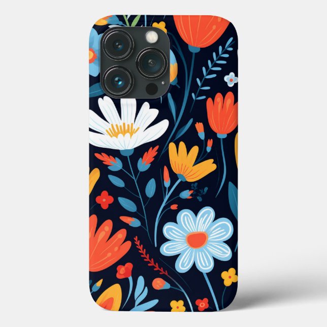 Funda De Case-Mate Para iPhone Patrón floral negro femenino (Reverso )